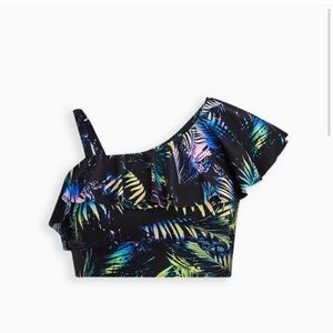 NWT 3X TORRID Wireless One Shoulder Flounce Bikini Top